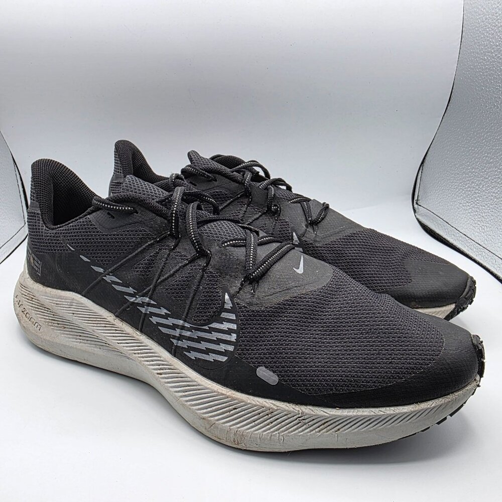 Nike Winflo 7 Shield Mens Size 13 Black White Athletic Shoes Walking Running